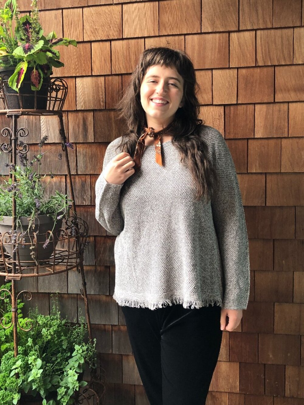 NWT Eileen Fisher Gray Textured Long Sleeve Linen Sweater - Women's 1X
